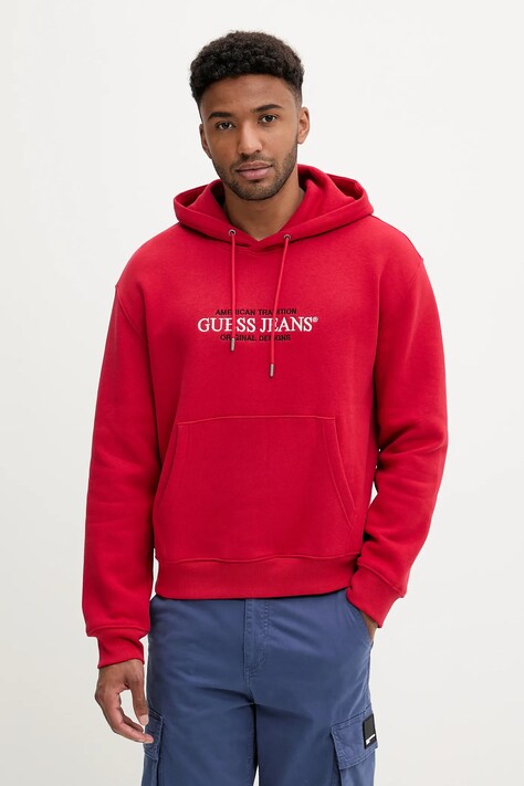 Кофта Guess Jeans колір чорний з капюшоном з аплікацією M4YQ23 K9V31
