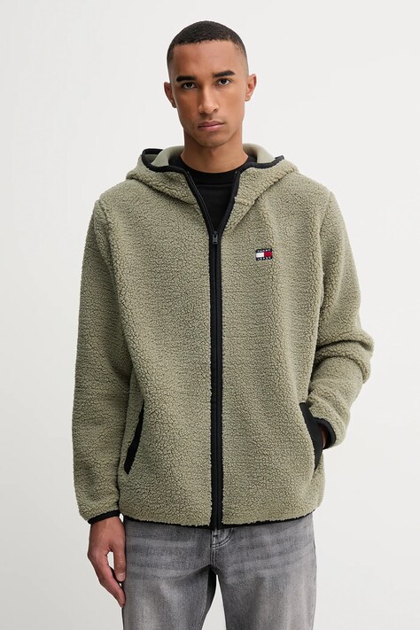 Tommy Jeans bluza polarowa kolor zielony DM0DM19224