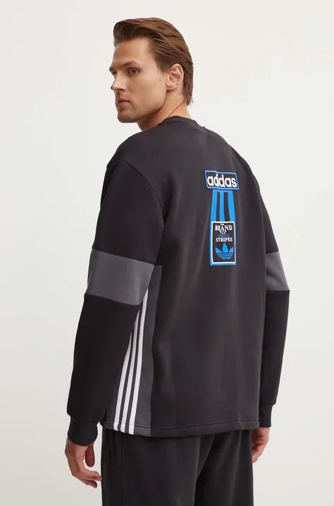 adidas Originals bluza Adibreak Crew barbati, culoarea negru, cu imprimeu, IY4853