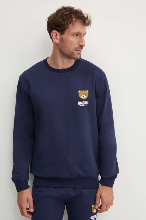 Mikina Moschino Underwear tmavomodrá barva, s potiskem, 17884413