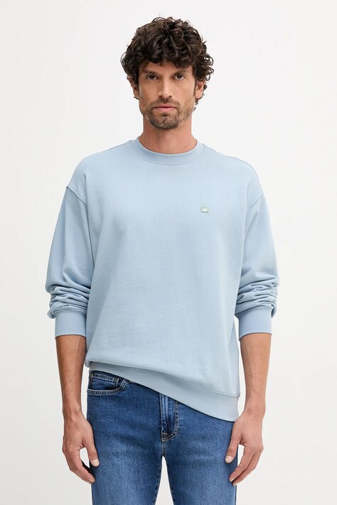 United Colors of Benetton bluza bawełniana męska kolor niebieski gładka 342ZU1093