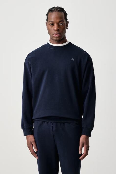 United Colors of Benetton Felpa da uomo in cotone blu navy 342ZU1093