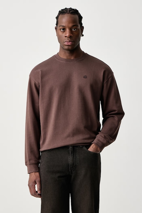 United Colors of Benetton Felpa da uomo in cotone marrone 342ZU1093