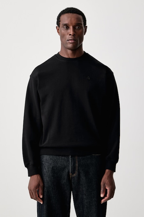United Colors of Benetton Felpa da uomo in cotone nero 342ZU1093
