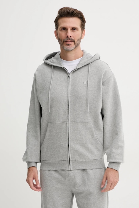 United Colors of Benetton hanorac de bumbac bărbați, cu glugă, uni, 342ZU500P