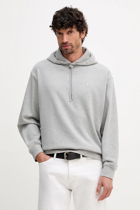 United Colors of Benetton hanorac de bumbac culoarea negru, cu glugă, uni, 342ZU201K