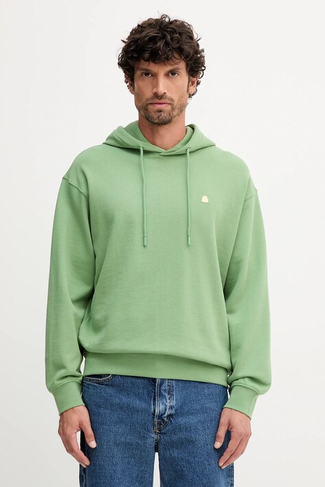 Хлопковая кофта United Colors of Benetton цвет чёрный с капюшоном однотонная 342ZU201K