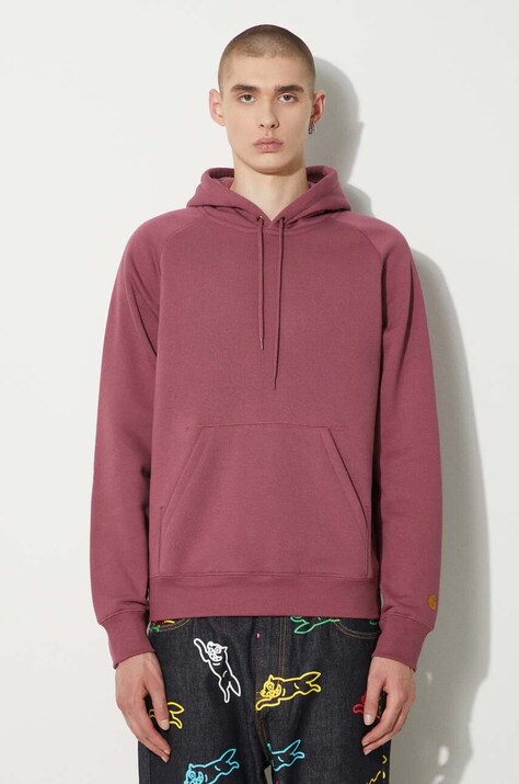 Dukserica Carhartt WIP Hooded Chase za muškarce, boja: ružičasta, s kapuljačom, bez uzorka, I033661.2BBXX