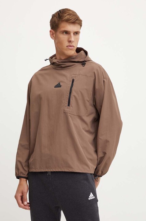 adidas geaca City Escape barbati, culoarea maro, de tranzitie, IV7424
