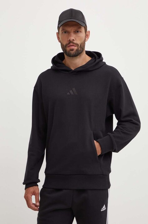 adidas hanorac de bumbac All SZN barbati, culoarea negru, cu glugă, cu imprimeu, IX1248