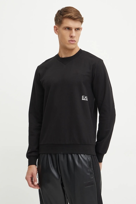 Бавовняна кофта EA7 Emporio Armani чоловіча колір чорний з принтом AF11971.7M000003