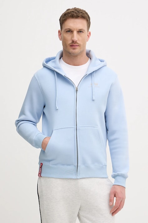 Alpha Industries bluza męska kolor niebieski z kapturem z nadrukiem 118342