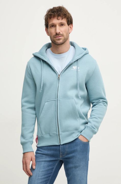 Pulover Alpha Industries moški, siva barva, s kapuco, 118342