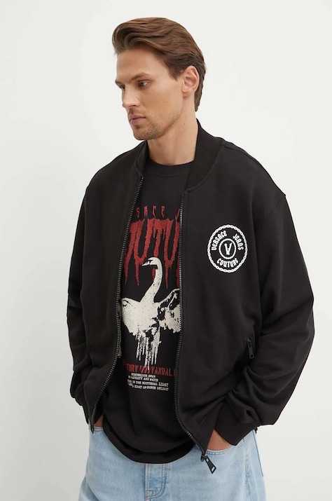 Βαμβακερή μπλούζα Versace Jeans Couture χρώμα: μαύρο, 77GAIT04 CF00T