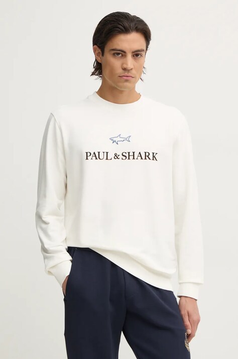 Кофта Paul&Shark мужская цвет белый с принтом 14311817