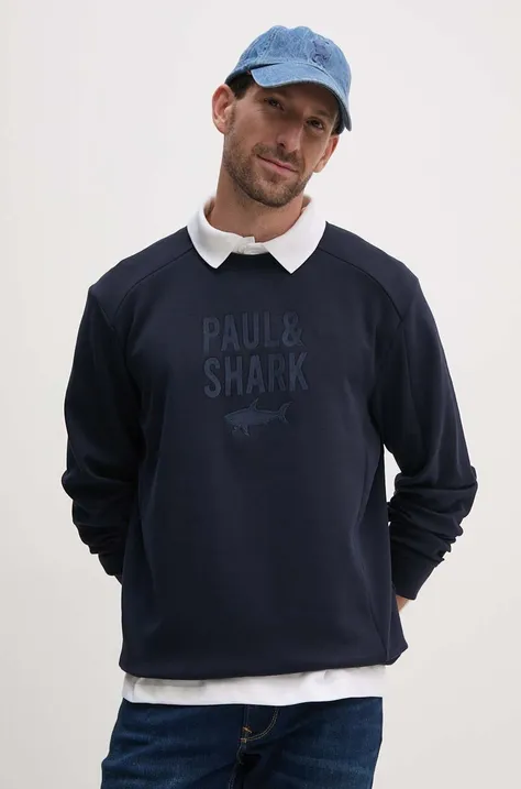 Paul&Shark felpa uomo colore blu navy con applicazione 14311890