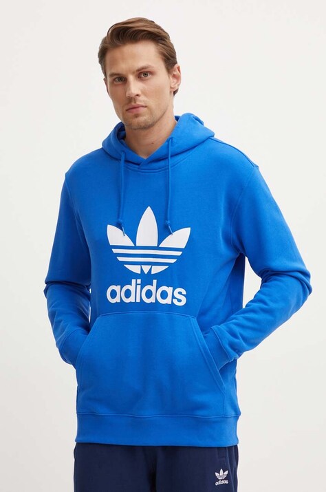 adidas Originals hanorac de bumbac barbati, cu glugă, cu imprimeu, IZ1855