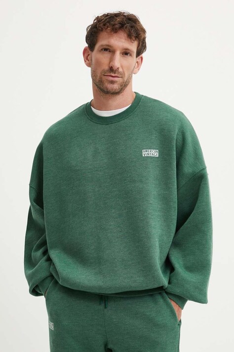 American Vintage bluza barbati, culoarea verde, cu imprimeu, MDOV03AH24