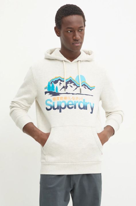 Mikina Superdry pánská, šedá barva, s kapucí, s potiskem, M2013708A-43D