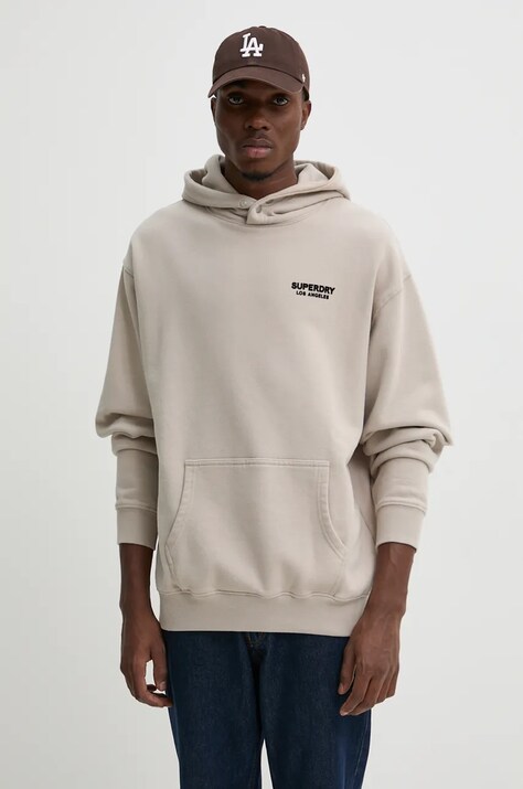 Кофта Superdry мужская цвет бежевый с капюшоном с принтом M2013726A-7MO