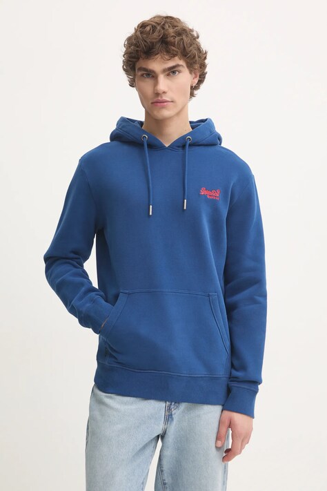 Superdry felpa uomo colore blu con cappuccio con applicazione M2013110D-J6P