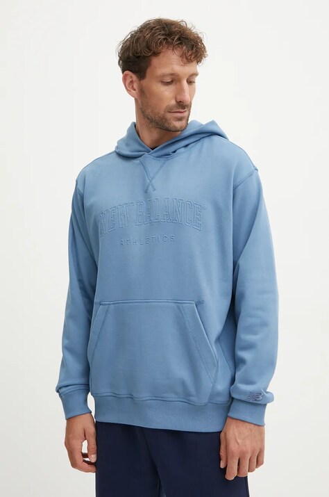 New Balance hanorac de bumbac barbati, cu glugă, neted, MT43500HEB
