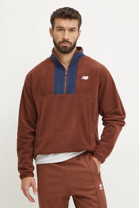 New Balance felpa in pile colore marrone con applicazione MT43518ROK