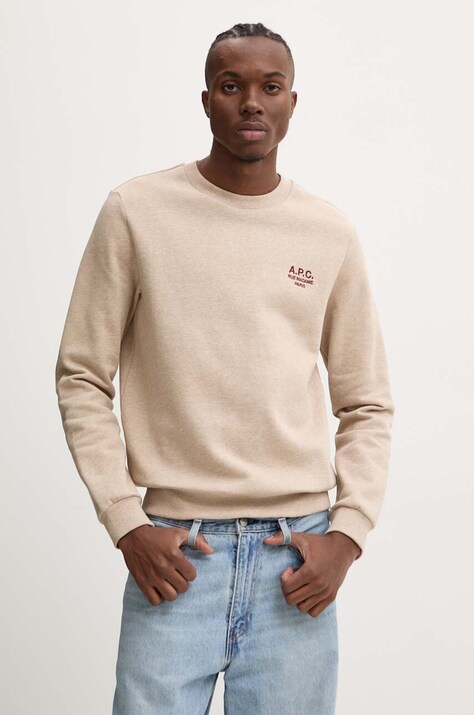 A.P.C. bluza standard rue madame GOTS culoarea bej, cu imprimeu, COHBV.M27913