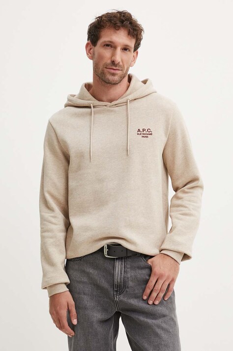 A.P.C. bluza hoodie standard rue madame GOTS culoarea bej, cu glugă, melanj, COHBV.M27914