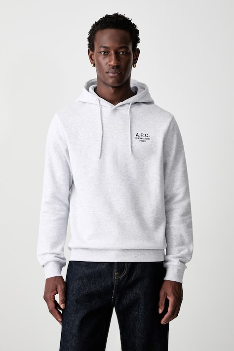 Mikina A.P.C. hoodie standard rue madame GOTS šedá barva, s kapucí, melanžová, COHBV.M27914