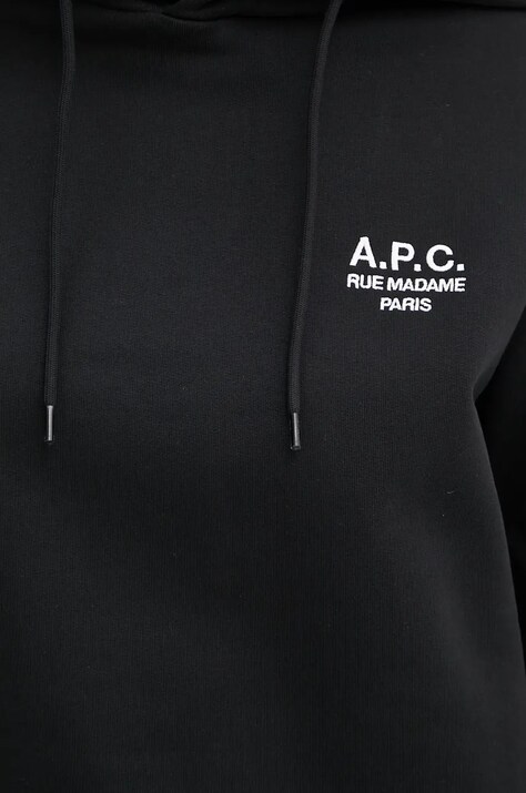 Кофта A.P.C. hoodie standard rue madame GOTS — AW24-BLM0KW, чорний — фото 5
