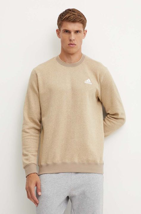 Pulover adidas moški, bež barva, IY6613