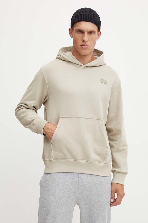 The North Face hanorac de bumbac Natural Dye Hoodie barbati, culoarea bej, cu glugă, cu imprimeu, NF0A89CV9OX1