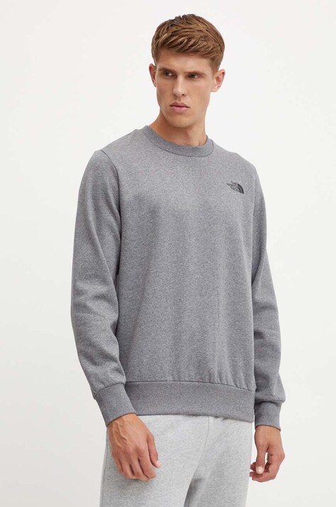 Суичър The North Face Simple Dome Crew в сиво с принт NF0A89FBDYY1