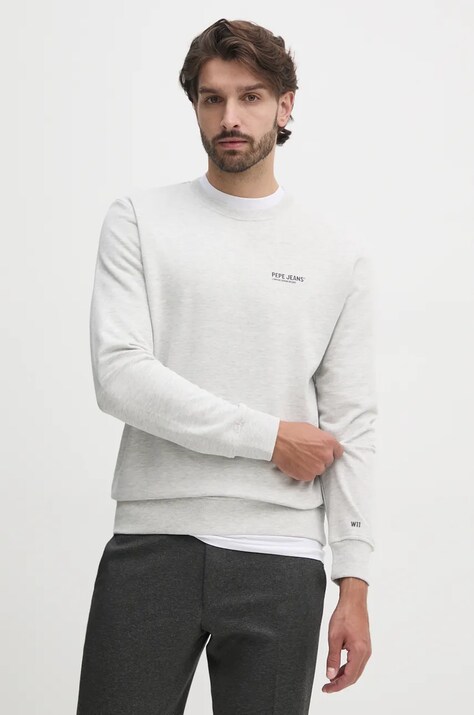 Pepe Jeans bluza SAM CREW barbati, culoarea gri, cu imprimeu, PM582703