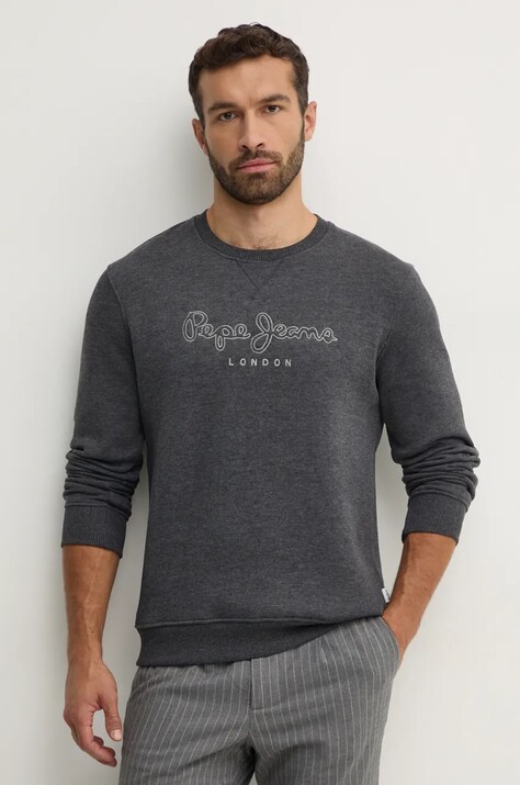 Кофта Pepe Jeans NEW NOUVEL CREW мужская цвет серый однотонная PM582719