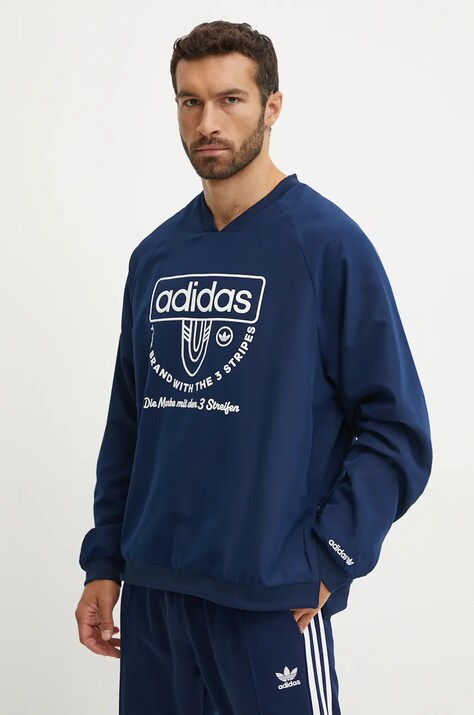 adidas Originals bluza barbati, culoarea albastru marin, cu imprimeu, IW3245
