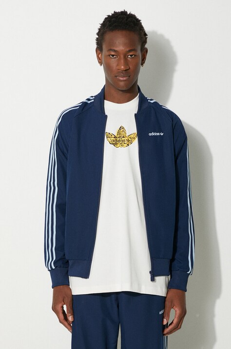adidas Originals bluza barbati, culoarea albastru marin, cu imprimeu, IX9626