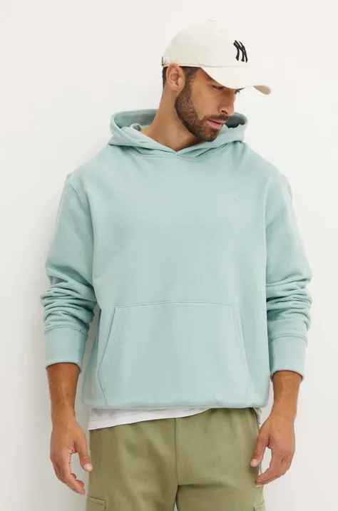 adidas Originals bluza bawełniana męska kolor zielony z kapturem gładka IX9810