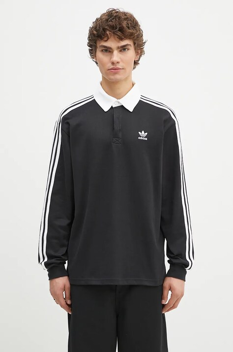 Памучна блуза с дълги ръкави adidas Originals Adicolor в черно с апликация IZ4806