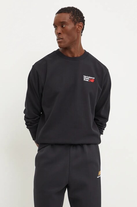 New Balance bluza bawełniana męska kolor czarny z aplikacją MT41547BK