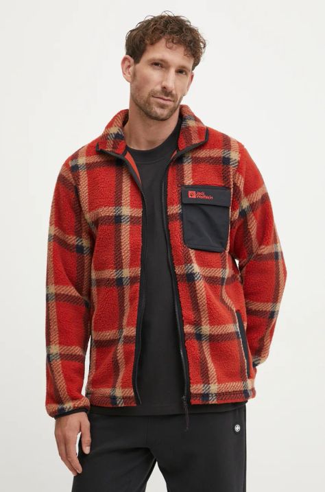 Jack Wolfskin bluza Felslicht Check barbati, culoarea rosu, modelator, A60058