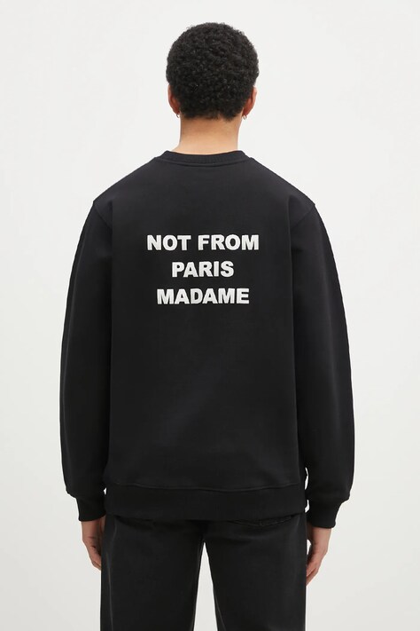 Хлопковая кофта Drôle de Monsieur мужская цвет чёрный с принтом PERM.SW149.CO127 Le Sweatshirt Slogan
