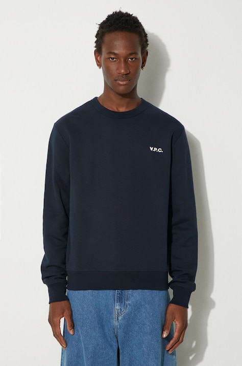 Хлопковая кофта A.P.C. Boxy Petit Vpc мужская цвет синий однотонная COHBR-H27916