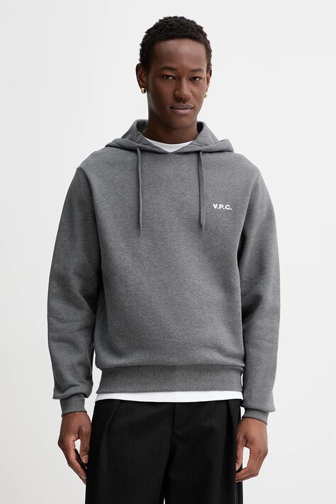 Bavlnená mikina A.P.C. Boxy Petit Vpc pánska, šedá farba, s kapucňou, melanžová, COHBR-H27917