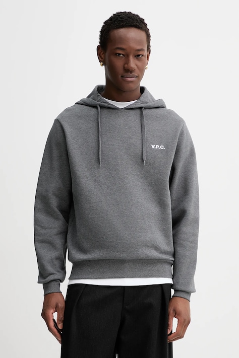 A.P.C. bluza bawełniana Boxy Petit Vpc męska kolor szary z kapturem melanżowa COHBR-H27917