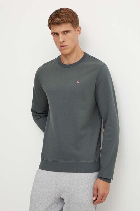 Napapijri bluza Balis Crew barbati, culoarea verde, neted, NP0A4FQWG1S1