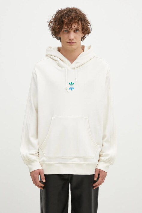 Pamučna dukserica adidas Originals RLN LNKS Hoodie za muškarce, boja: bež, s kapuljačom, s aplikacijom, IT0136