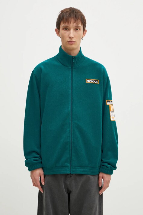 adidas Originals bluză Polarfleece Adibreak Tracktop barbati, culoarea verde, cu imprimeu, IW5815