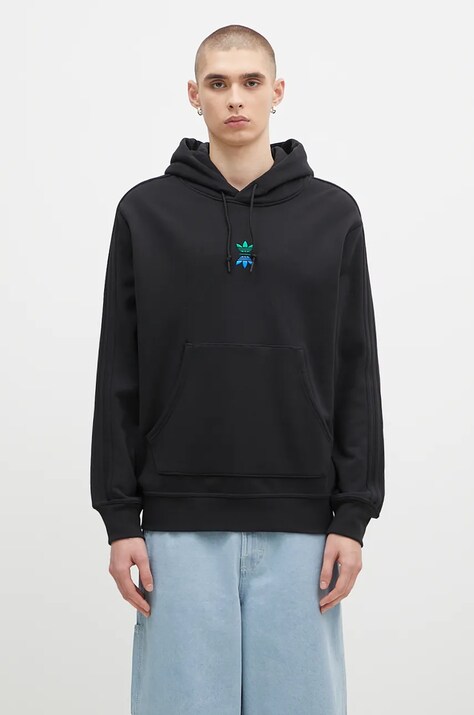 adidas Originals hanorac de bumbac Rolling Links Hoodie Hoodie barbati, culoarea negru, cu glugă, cu imprimeu, IW6657